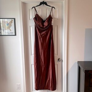 Revelry terracotta rust Satin Dress